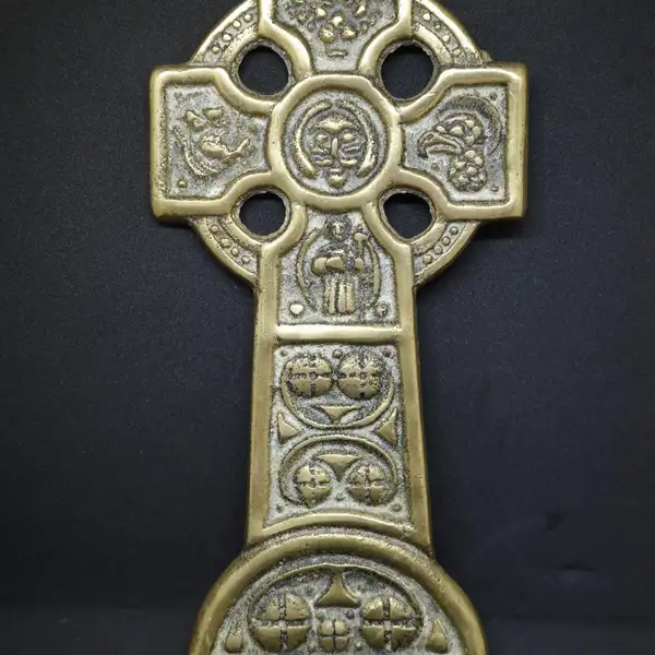  Vintage Brass Cornish Celtic cross Mid-Century Religious icon